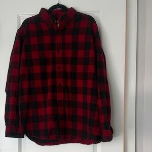 L.L. Bean Red and Black Checkered Men's Shirt